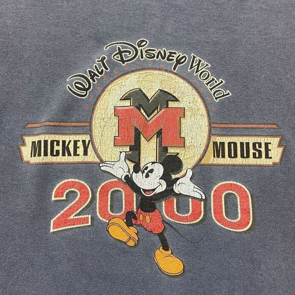 Vintage Shirt Mens Medium Blue Mickey Mouse Disneyworld 2000 Cartoon - Picture 2 of 10